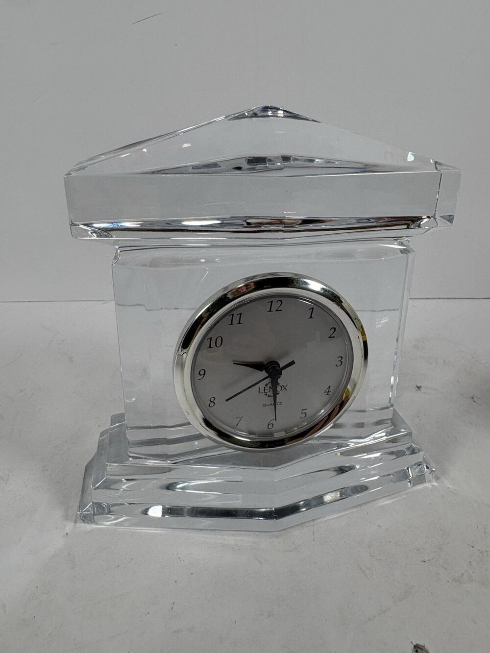 Lenox Crystal Quartz Mantel Desk Clock Made Germany Untested Chip Damage